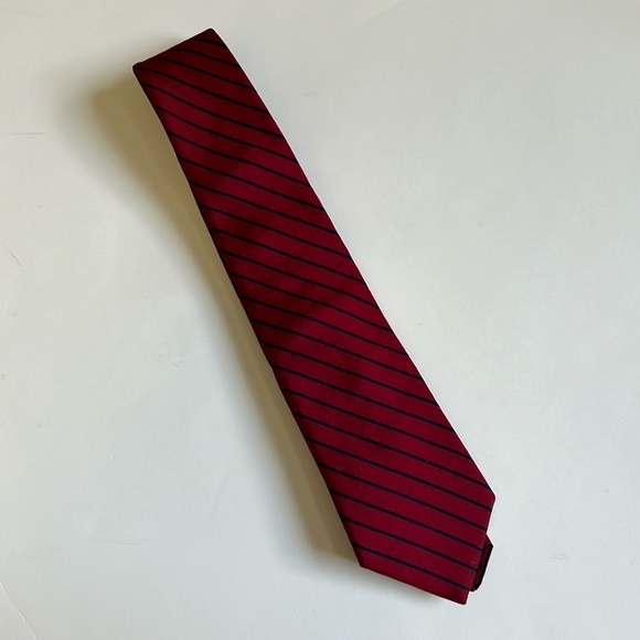 Lanvin  LANVIN Paris Tie Silk Red Navy Blue Stripe